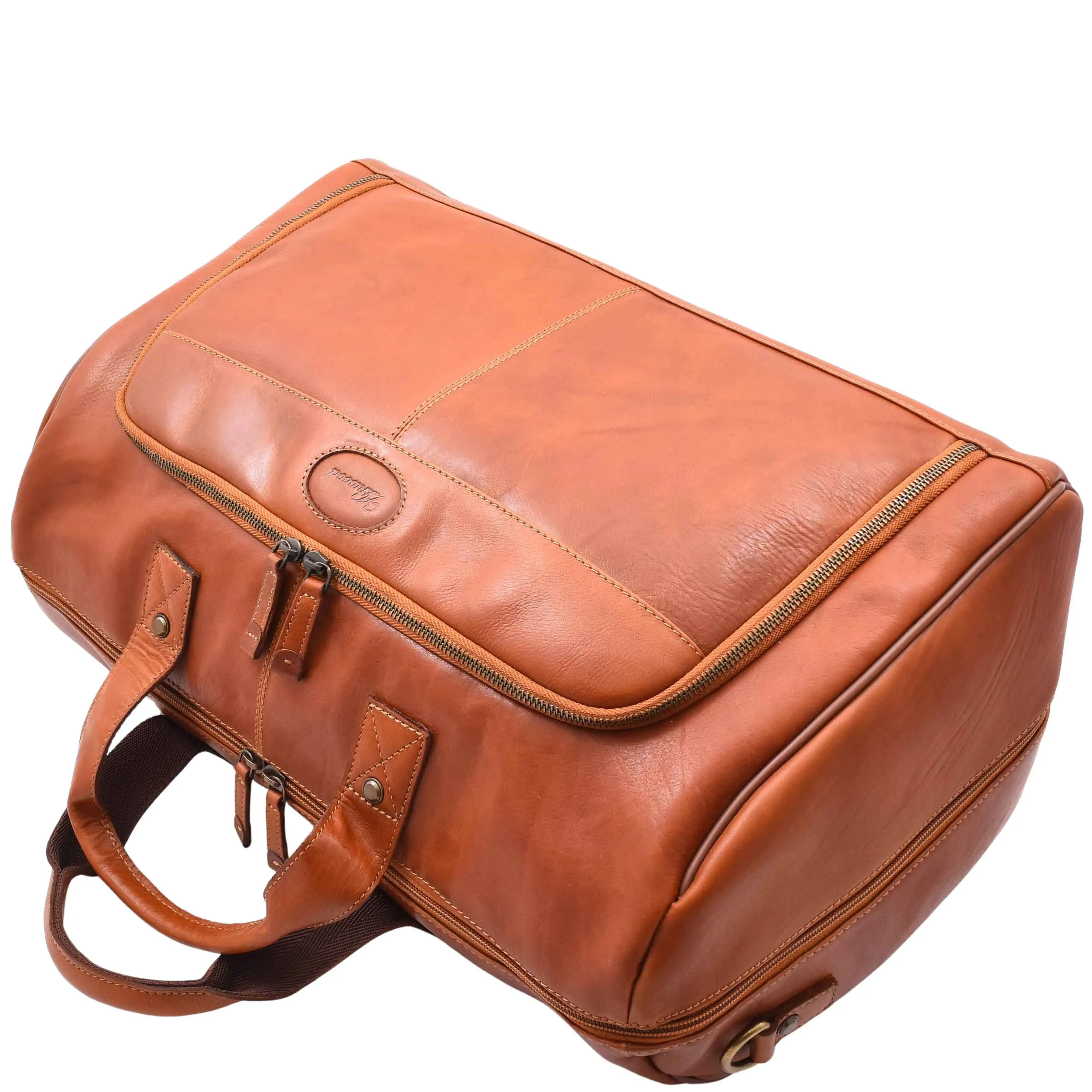 DR292 Genuine Leather Travel Holdall Overnight Bag Honey