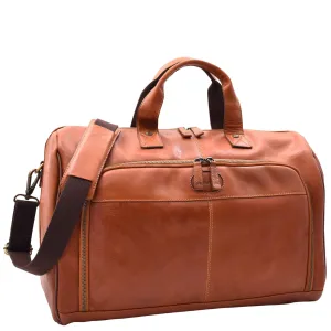 DR292 Genuine Leather Travel Holdall Overnight Bag Honey