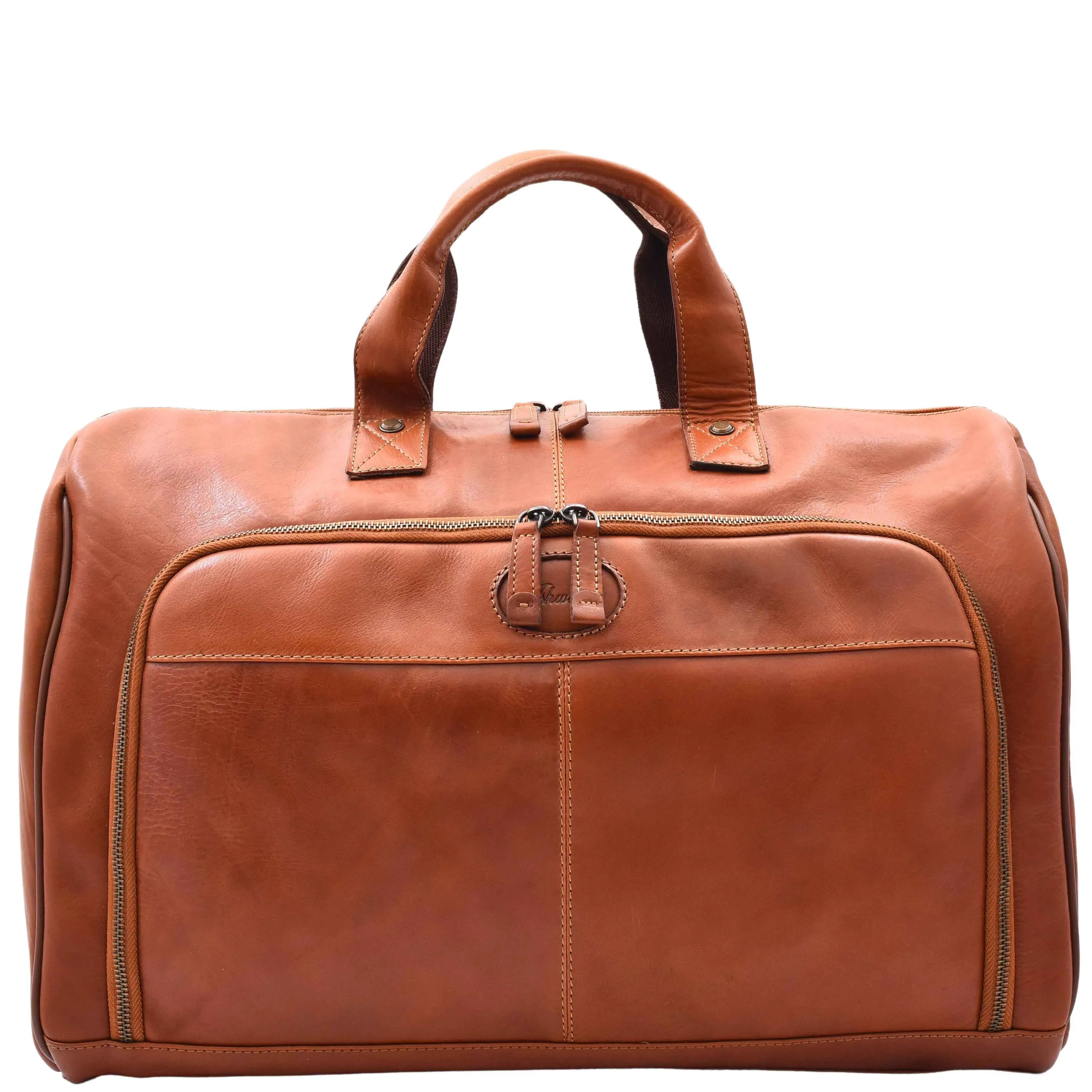 DR292 Genuine Leather Travel Holdall Overnight Bag Honey