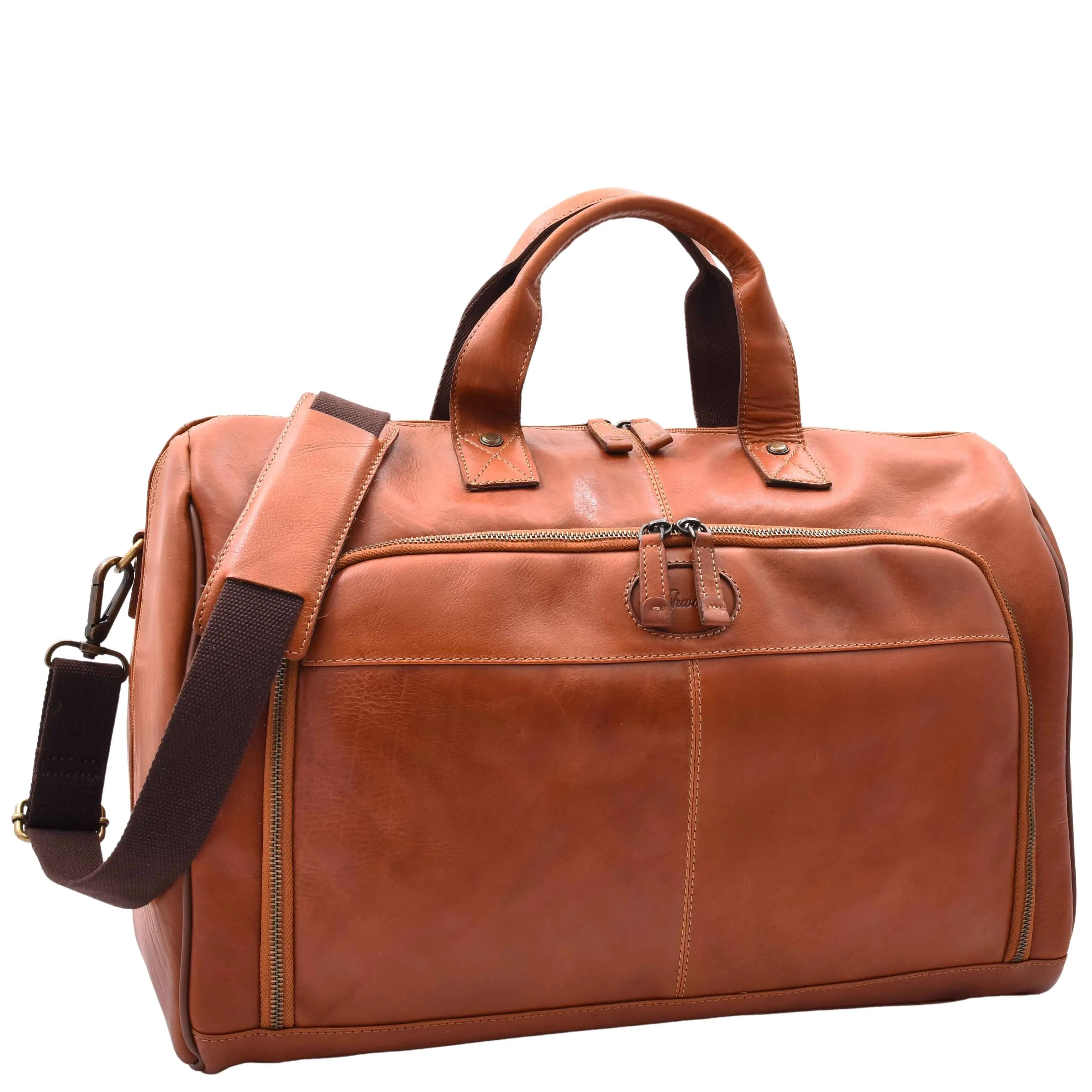 DR292 Genuine Leather Travel Holdall Overnight Bag Honey