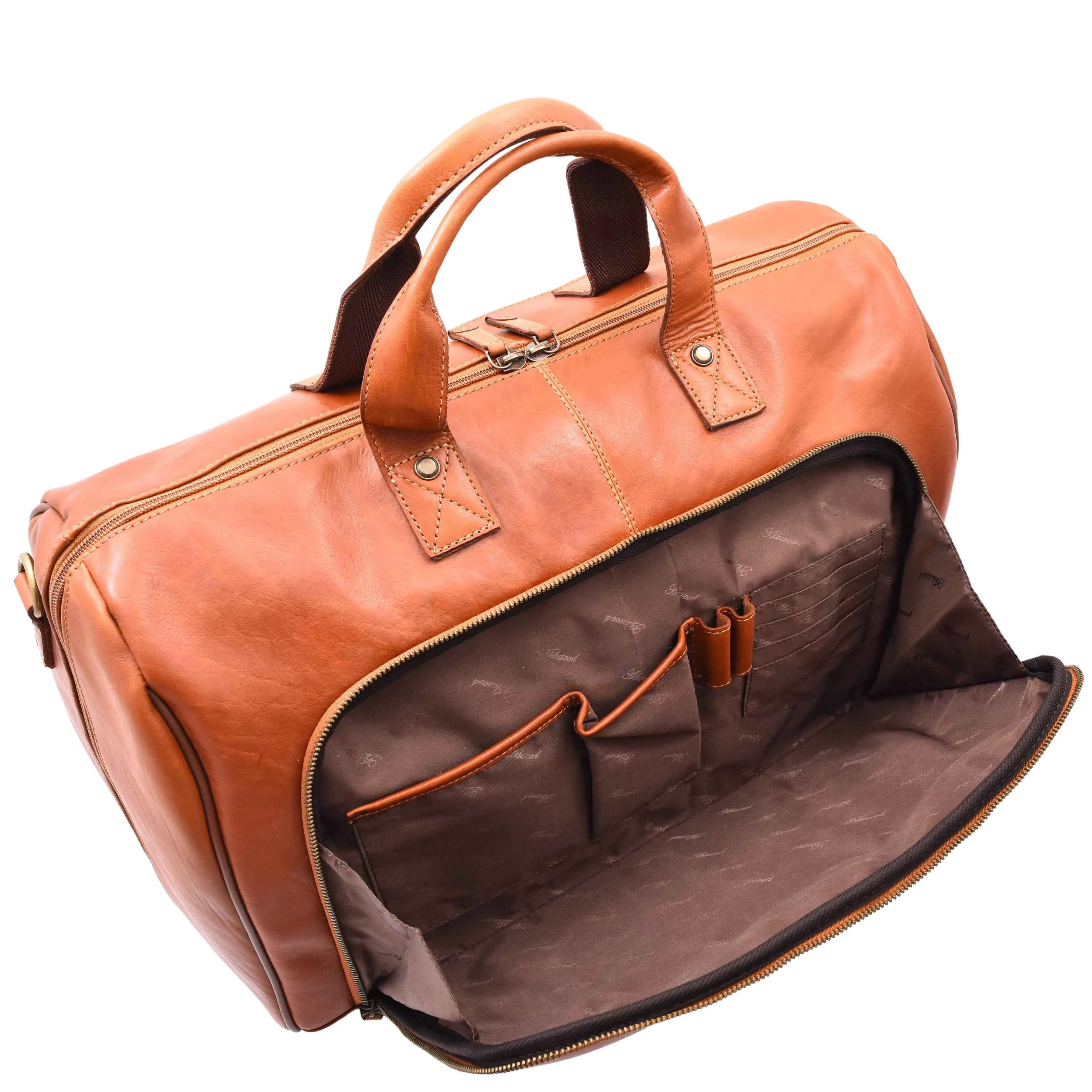 DR292 Genuine Leather Travel Holdall Overnight Bag Honey