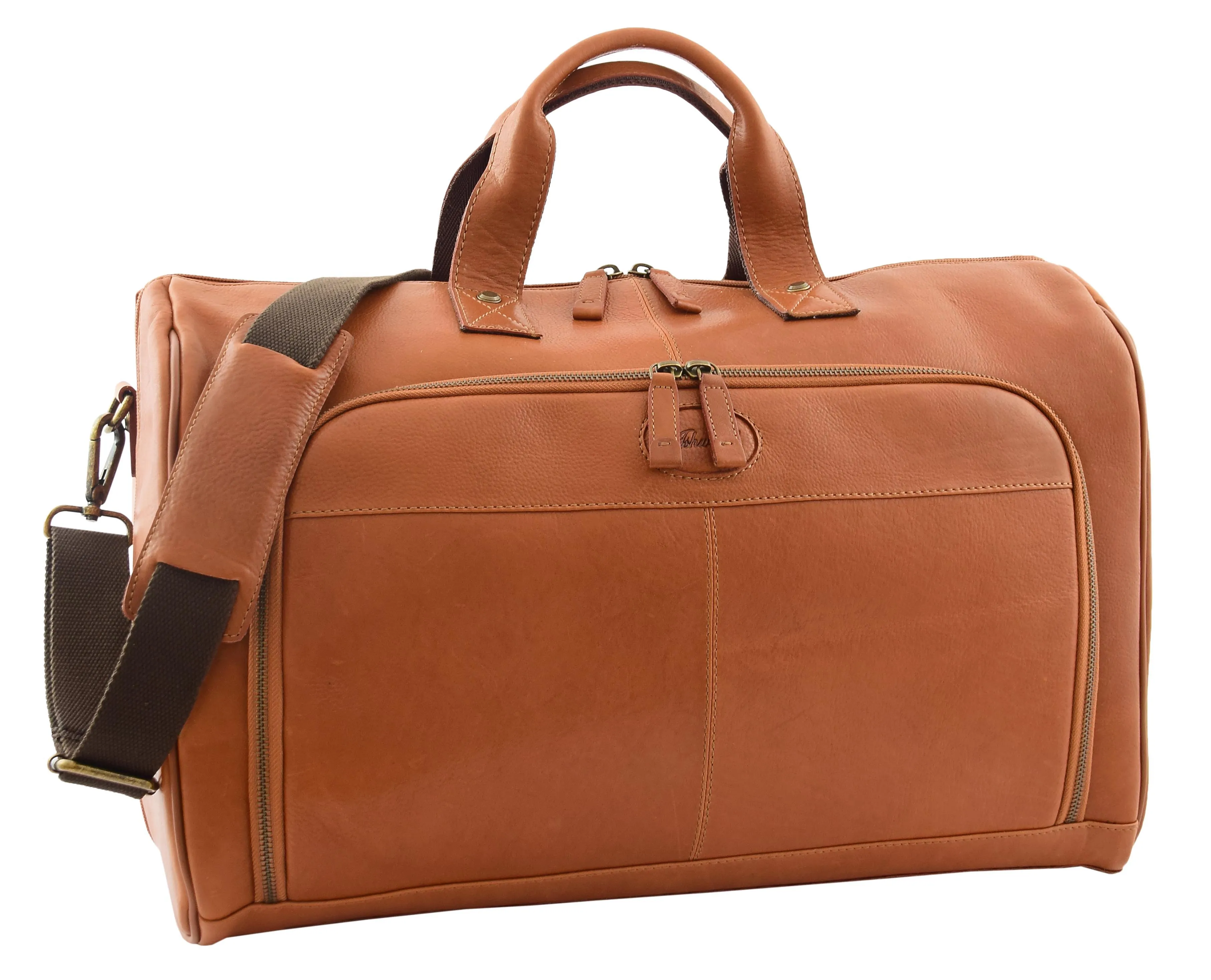 DR292 Genuine Leather Travel Holdall Overnight Bag Tan