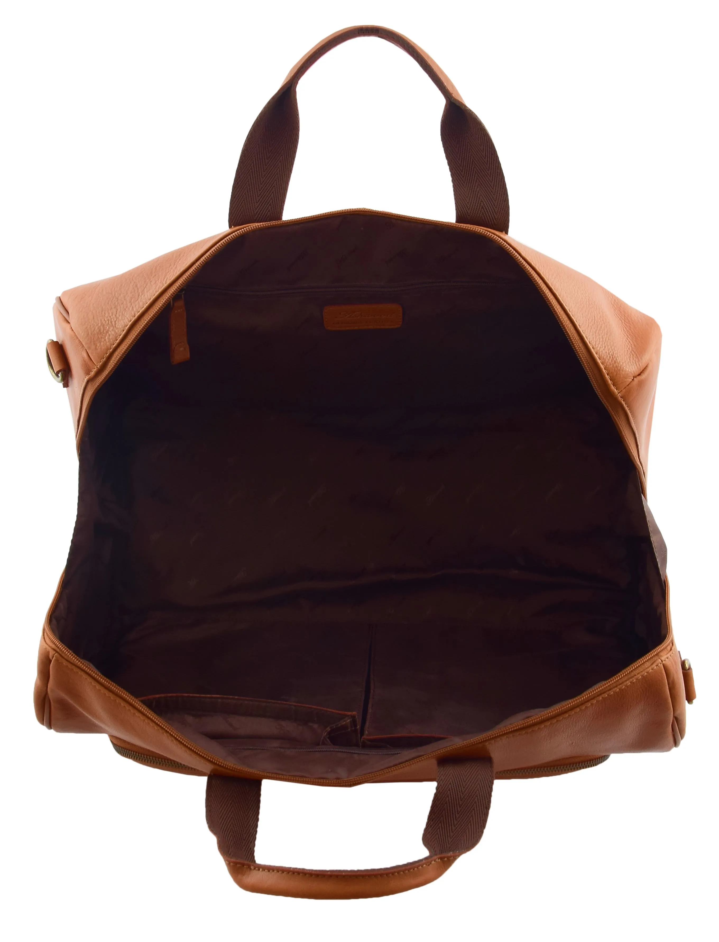 DR292 Genuine Leather Travel Holdall Overnight Bag Tan