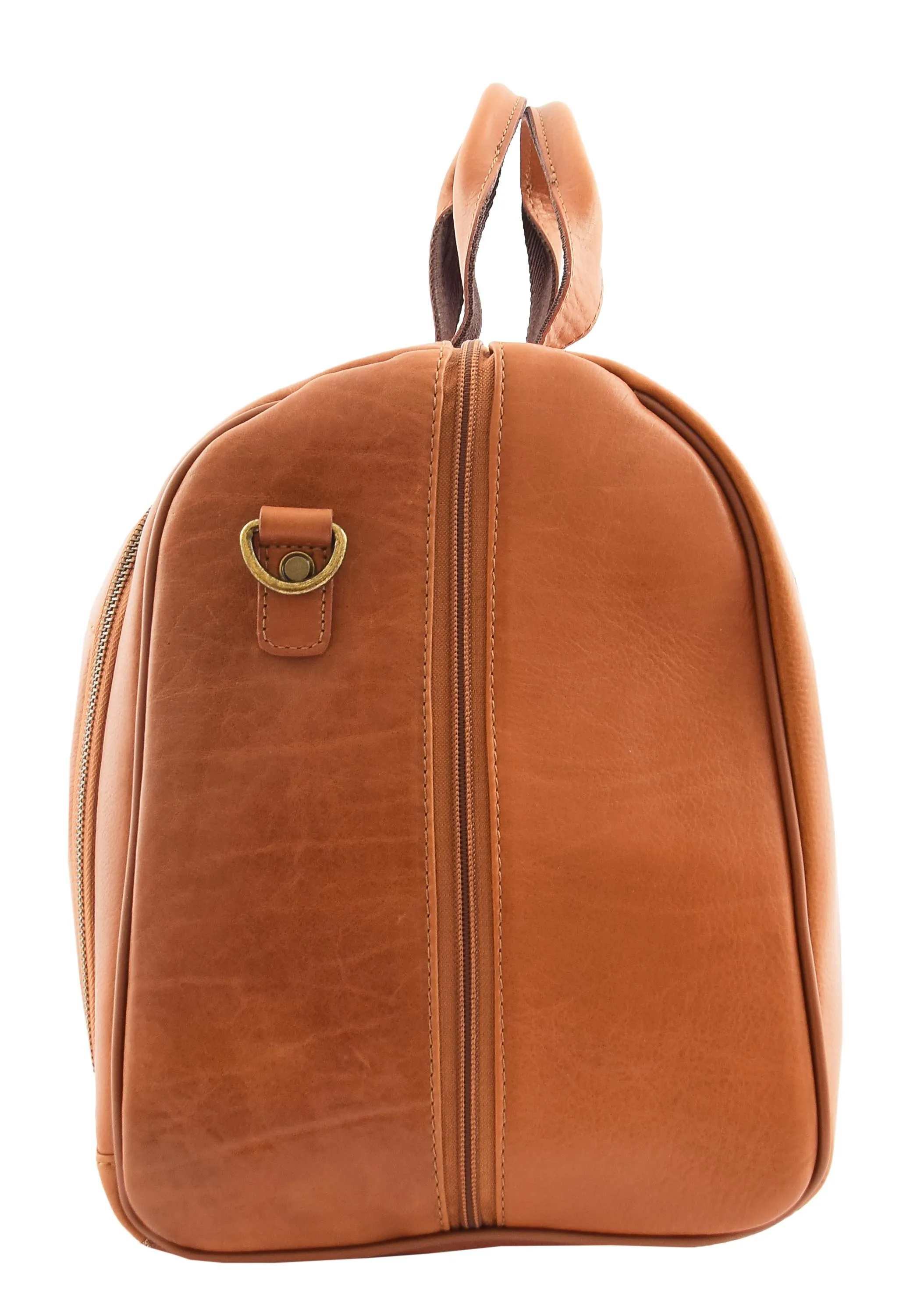 DR292 Genuine Leather Travel Holdall Overnight Bag Tan