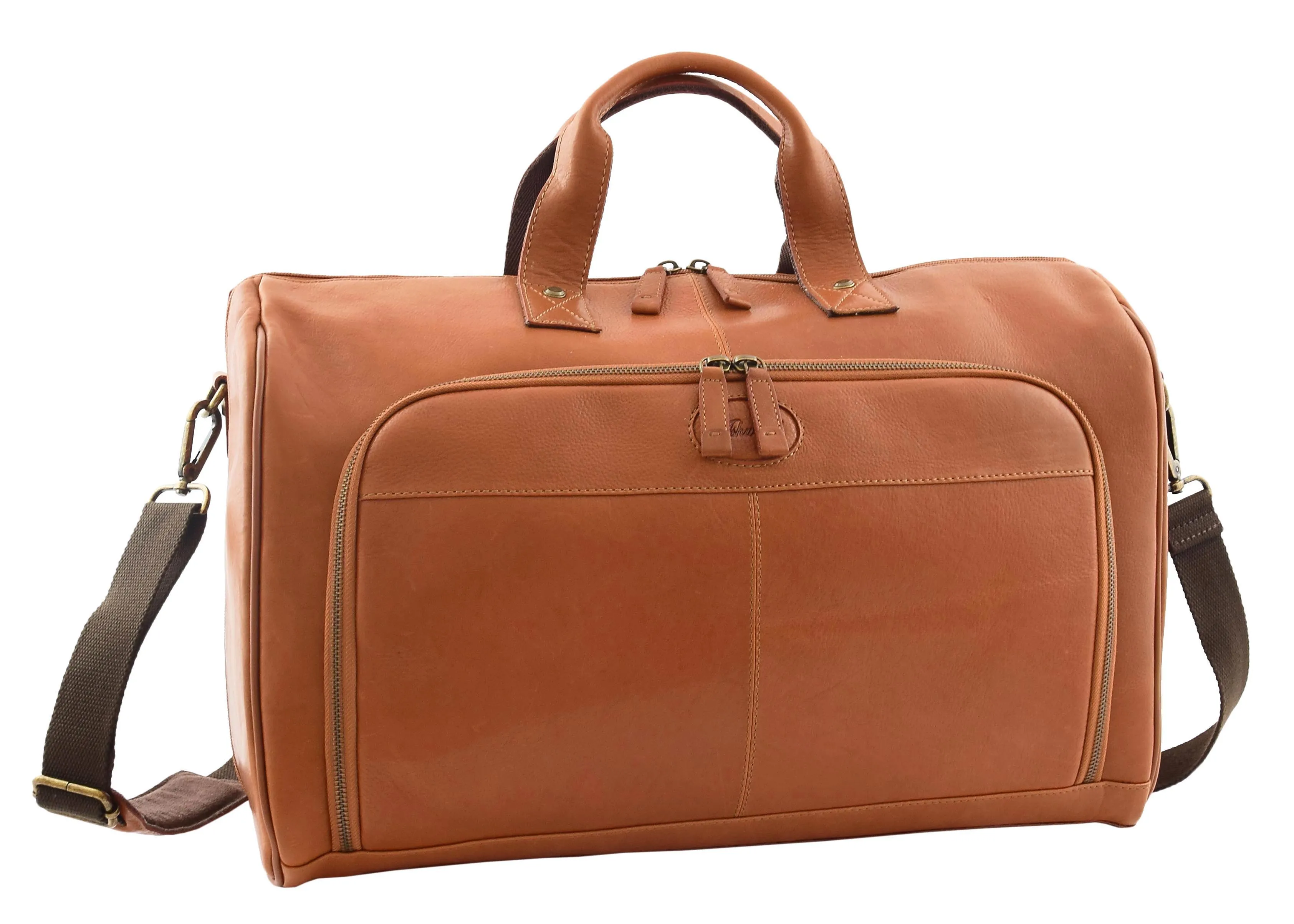 DR292 Genuine Leather Travel Holdall Overnight Bag Tan