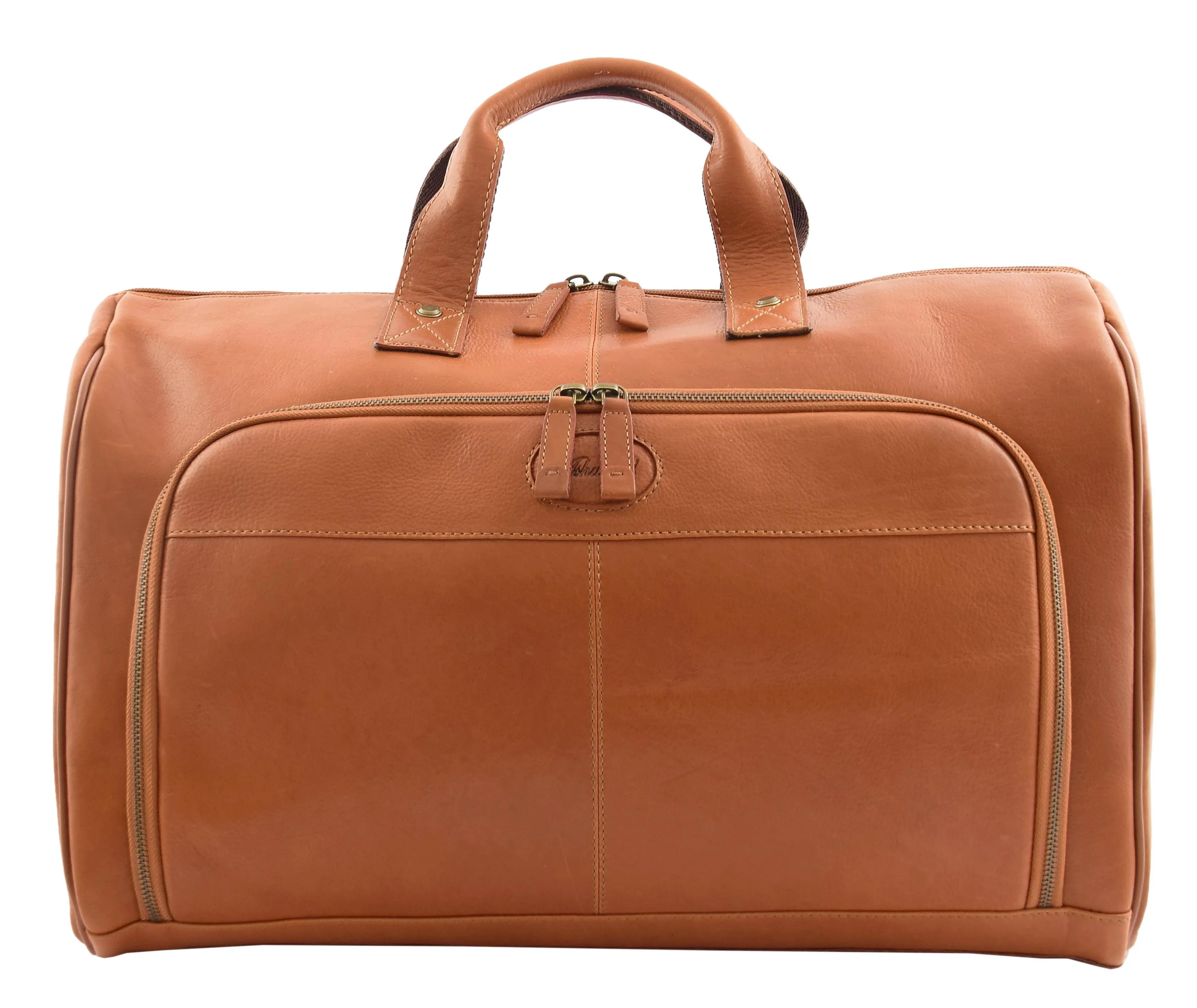 DR292 Genuine Leather Travel Holdall Overnight Bag Tan