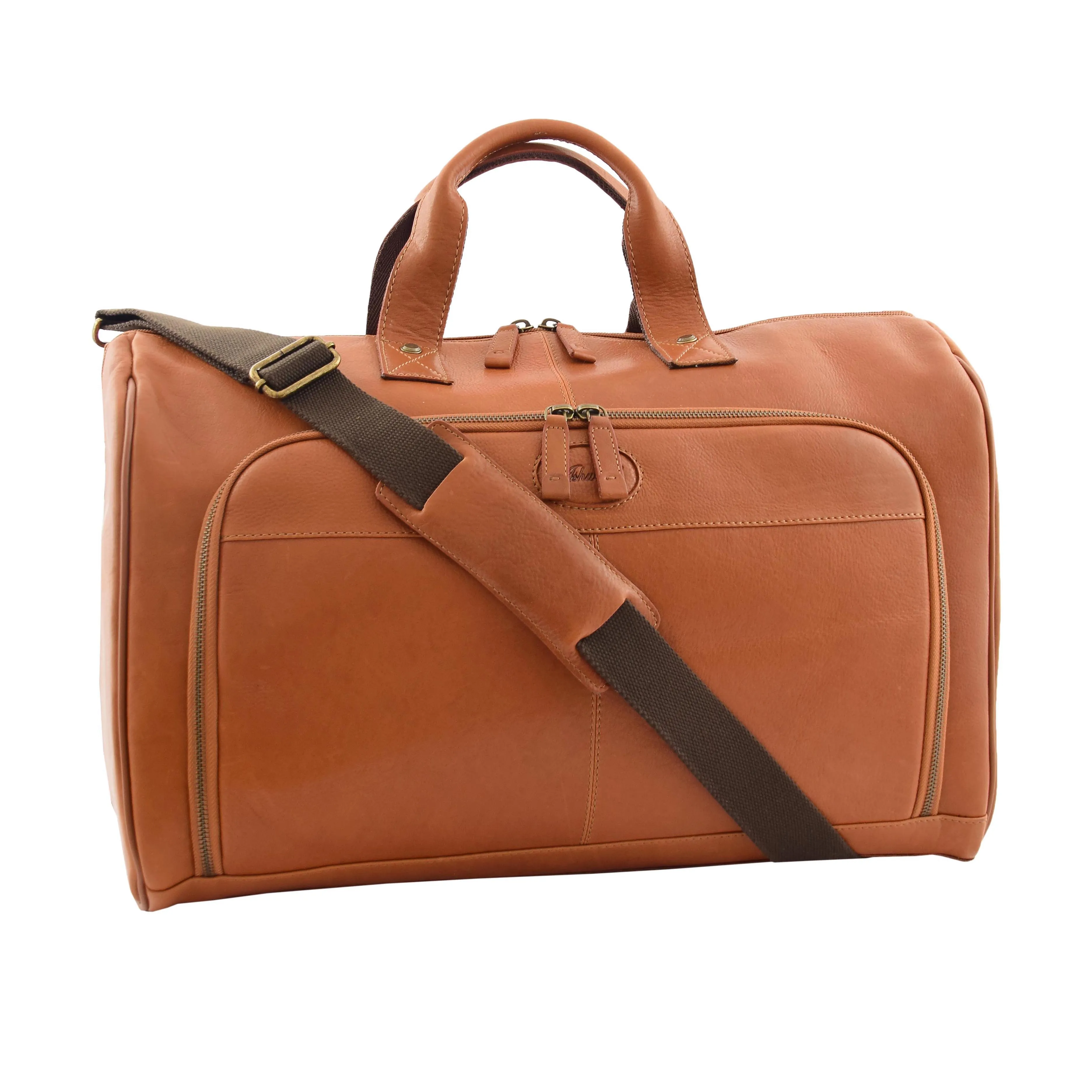 DR292 Genuine Leather Travel Holdall Overnight Bag Tan