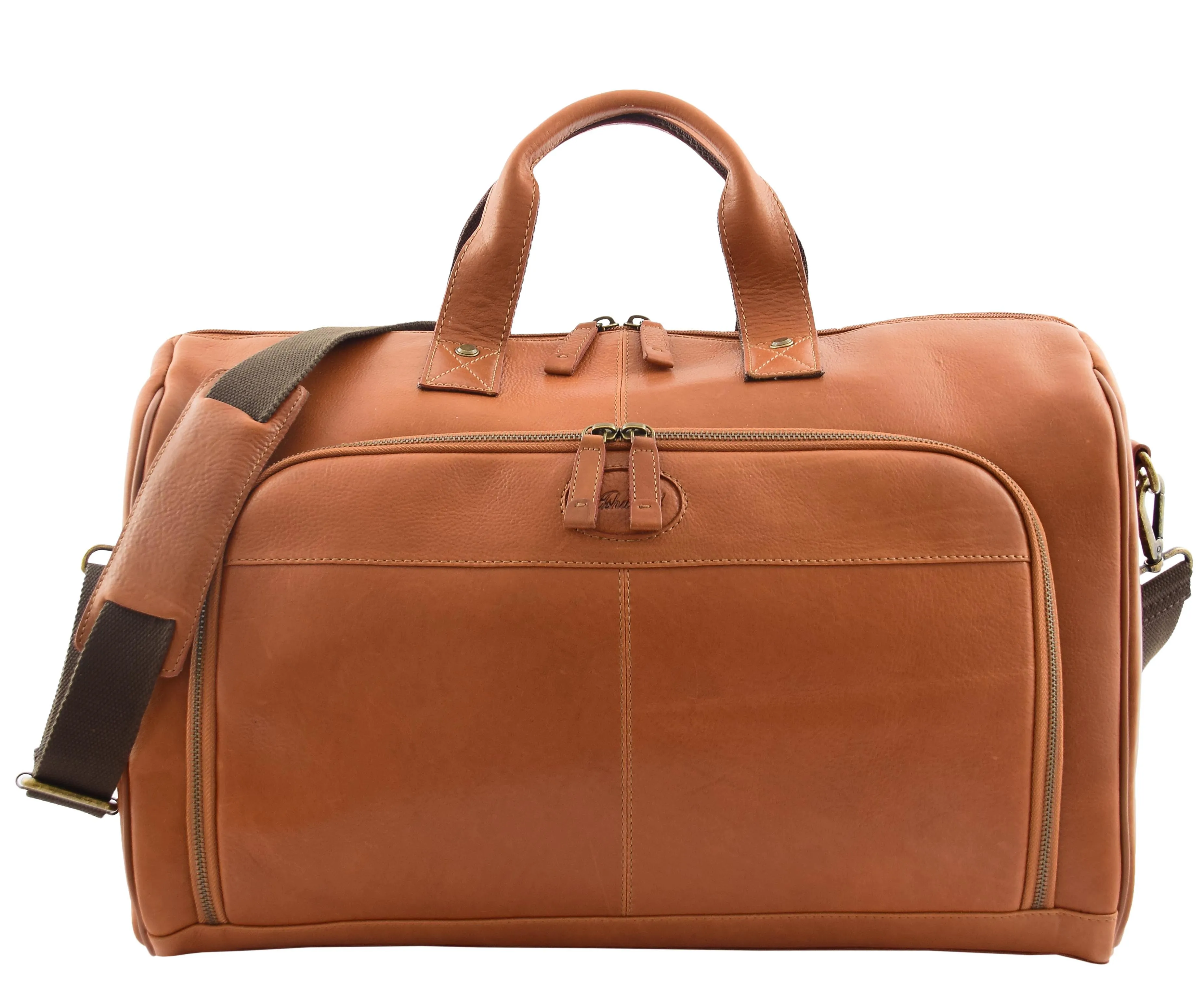DR292 Genuine Leather Travel Holdall Overnight Bag Tan