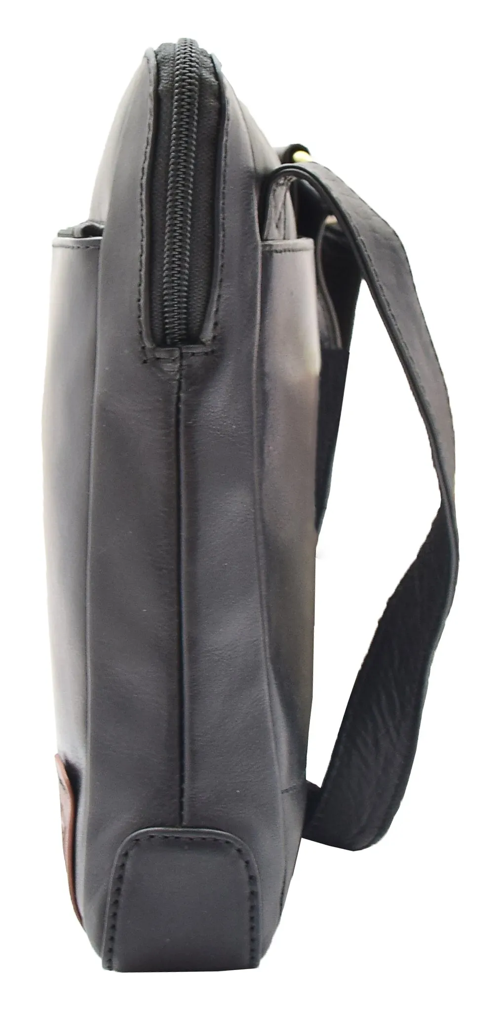 DR358 Men's Leather Cross Body Organiser Bag Black