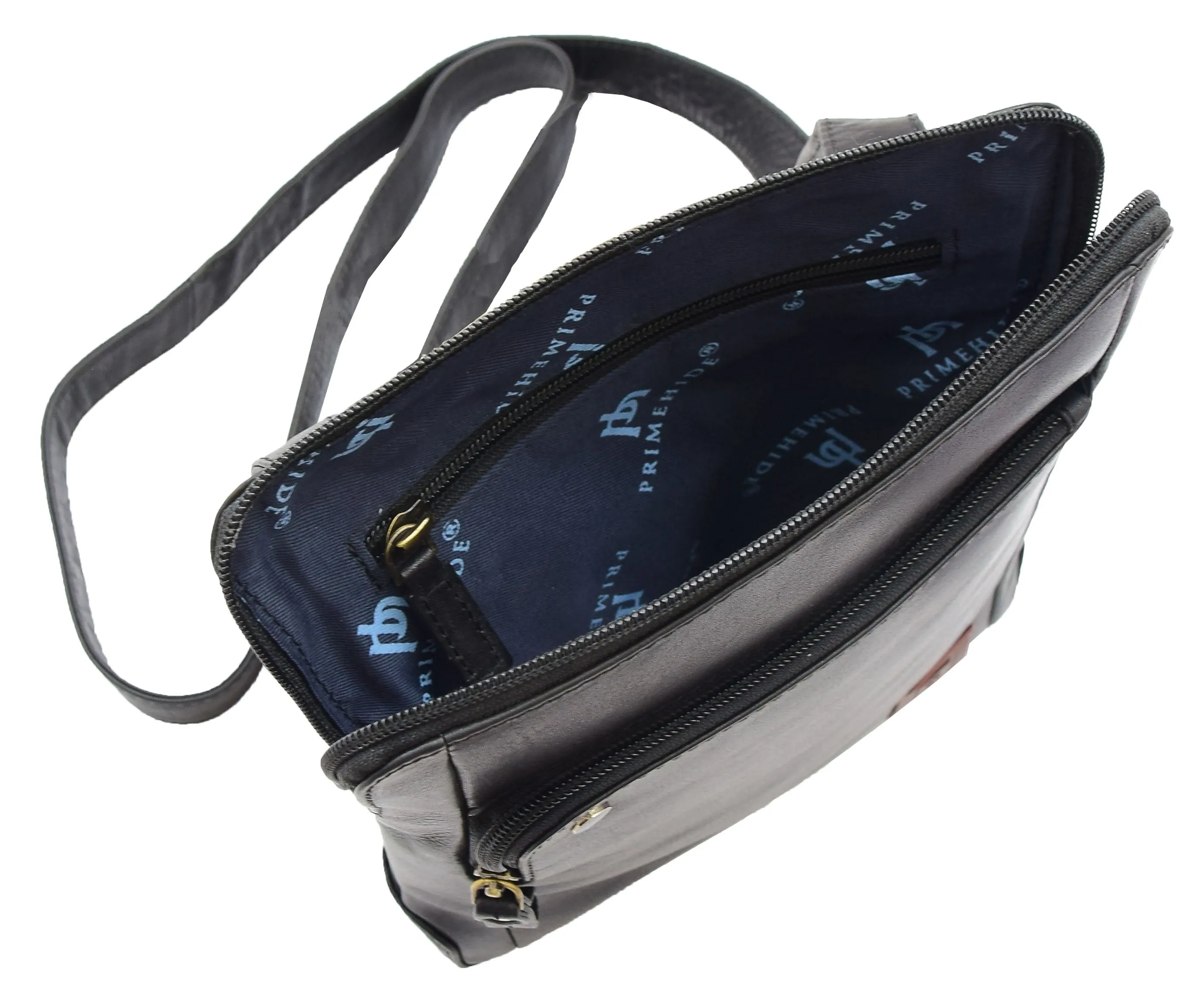DR358 Men's Leather Cross Body Organiser Bag Black