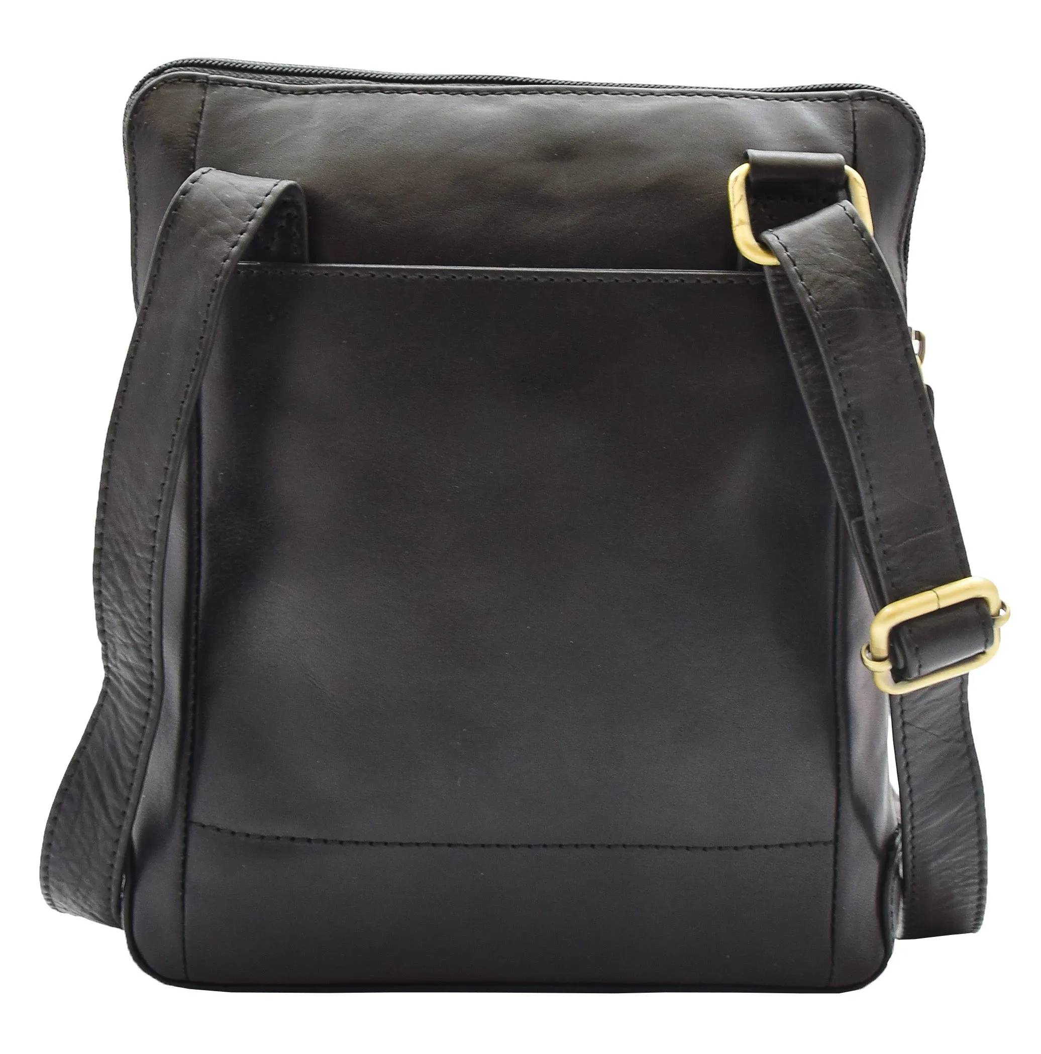 DR358 Men's Leather Cross Body Organiser Bag Black