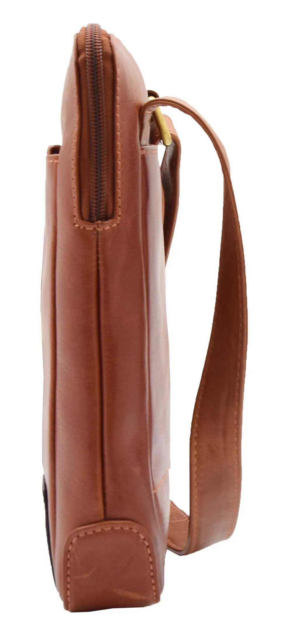 DR358 Men's Leather Cross Body Organiser Bag Chestnut
