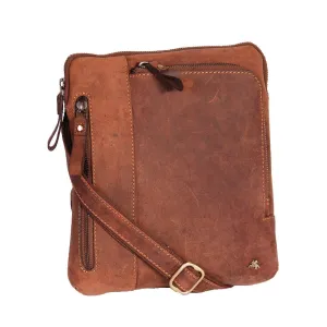 DR372 Men's Real Leather Tablet Shoulder Bag Tan