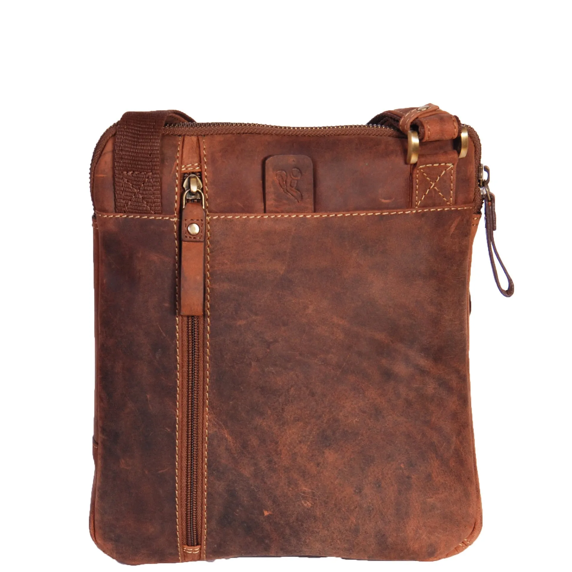 DR372 Men's Real Leather Tablet Shoulder Bag Tan