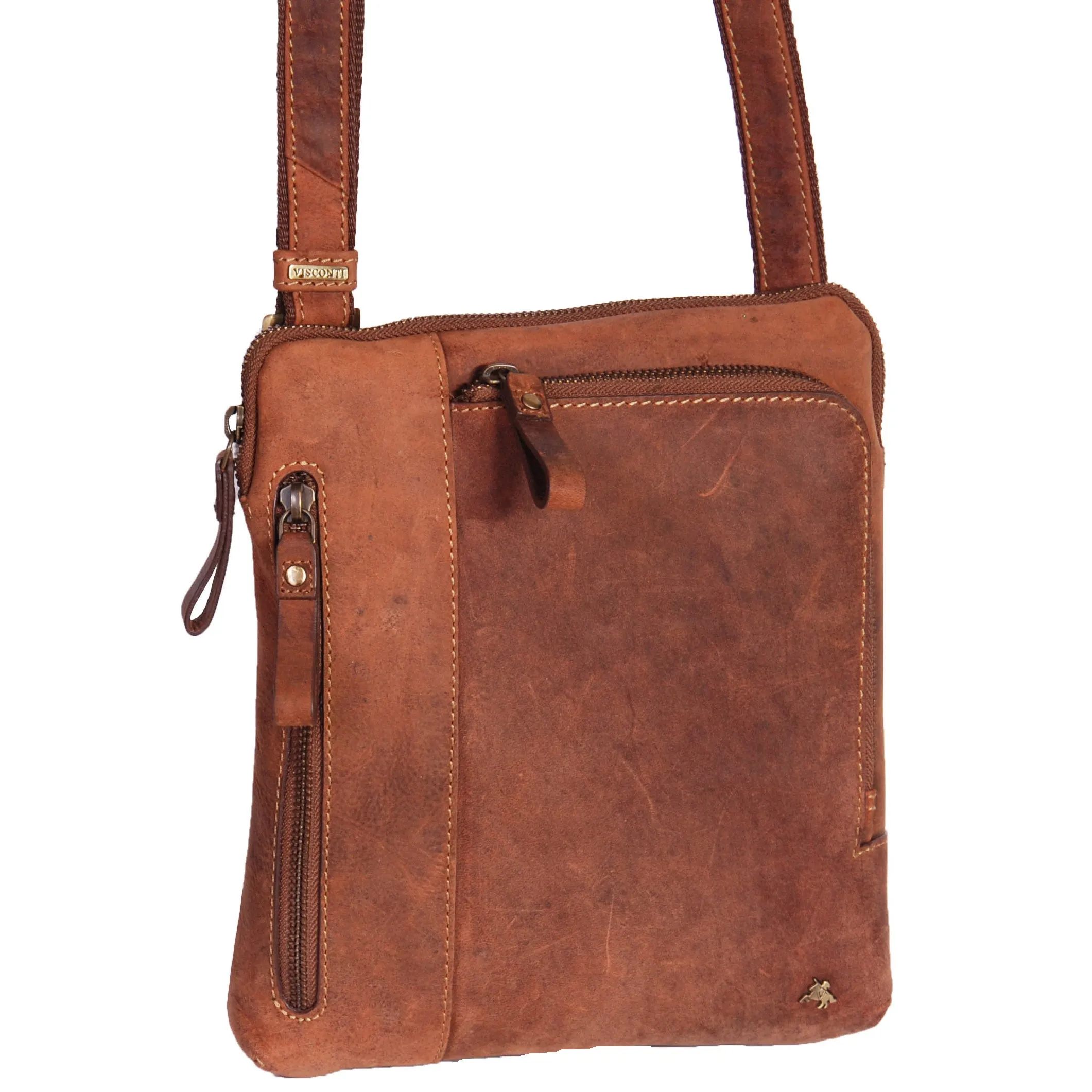 DR372 Men's Real Leather Tablet Shoulder Bag Tan