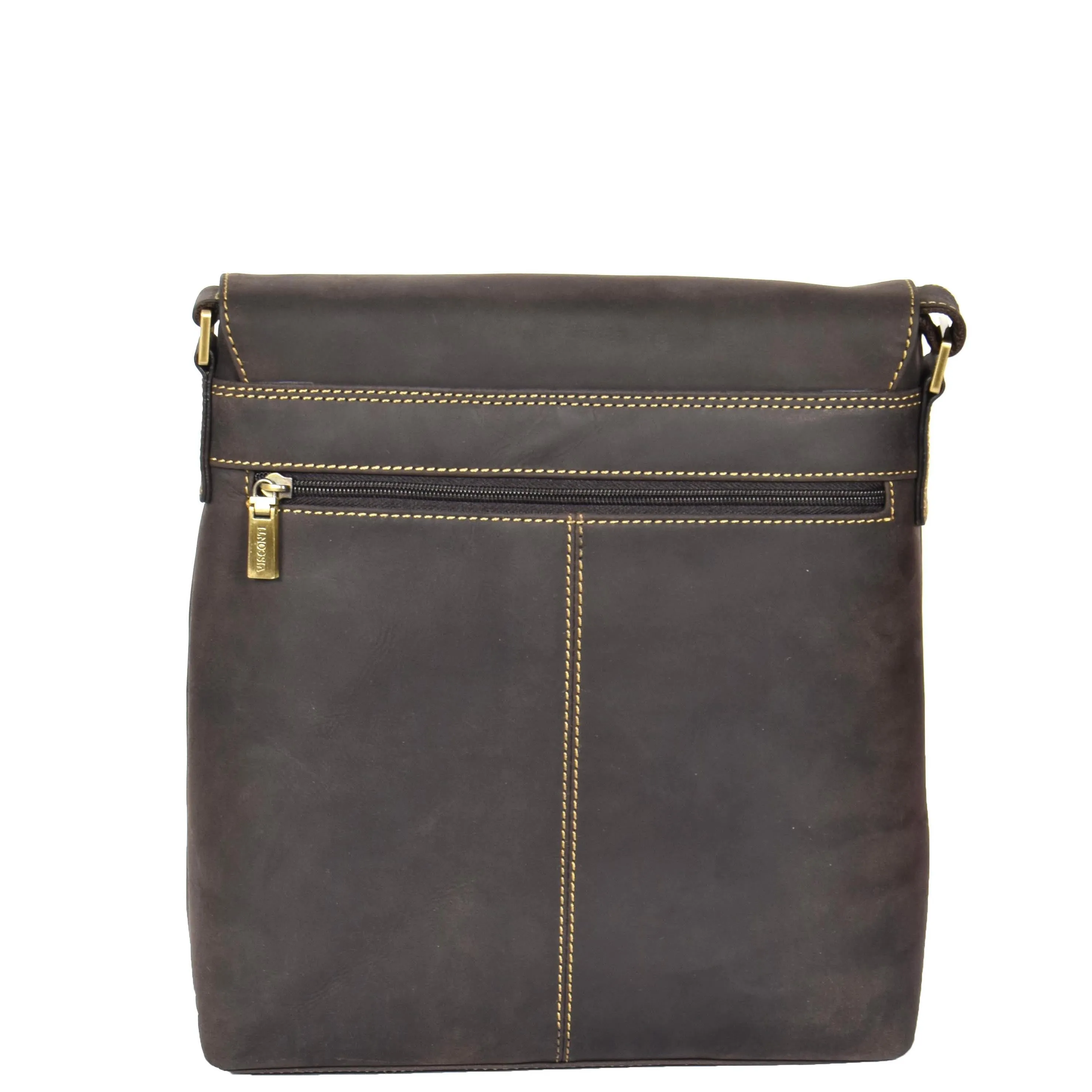 DR373 Men's Leather Organiser Cross Body Bag Brown