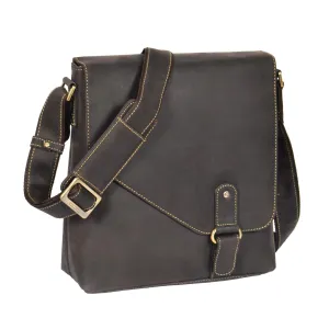 DR373 Men's Leather Organiser Cross Body Bag Brown