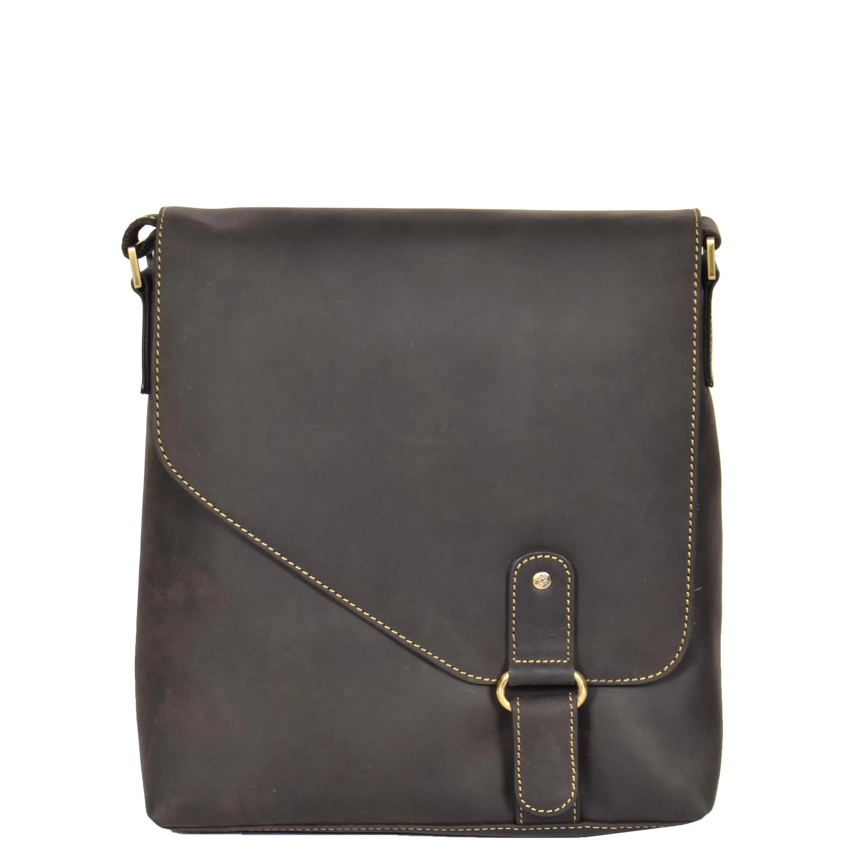 DR373 Men's Leather Organiser Cross Body Bag Brown