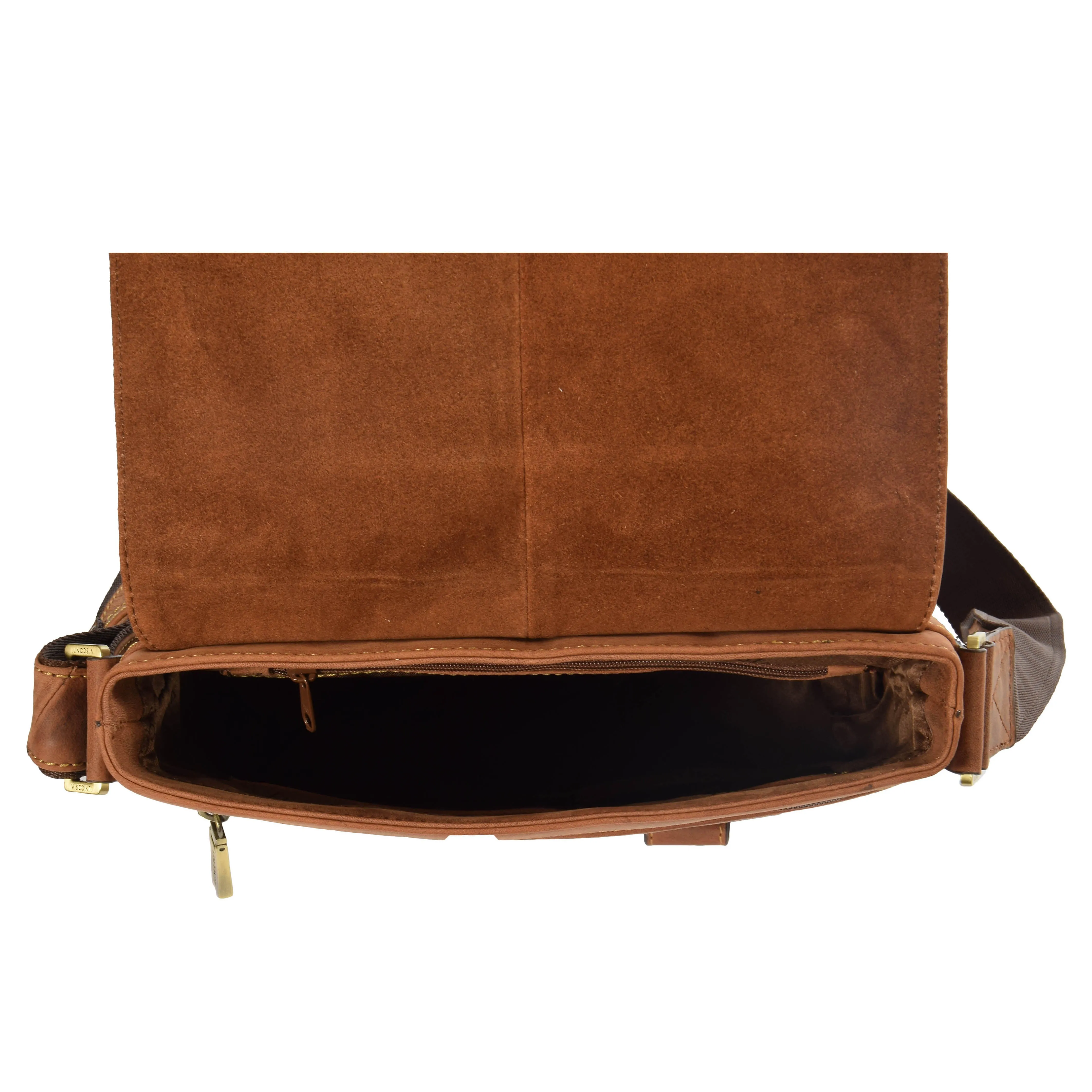 DR373 Men's Leather Organiser Cross Body Bag Tan
