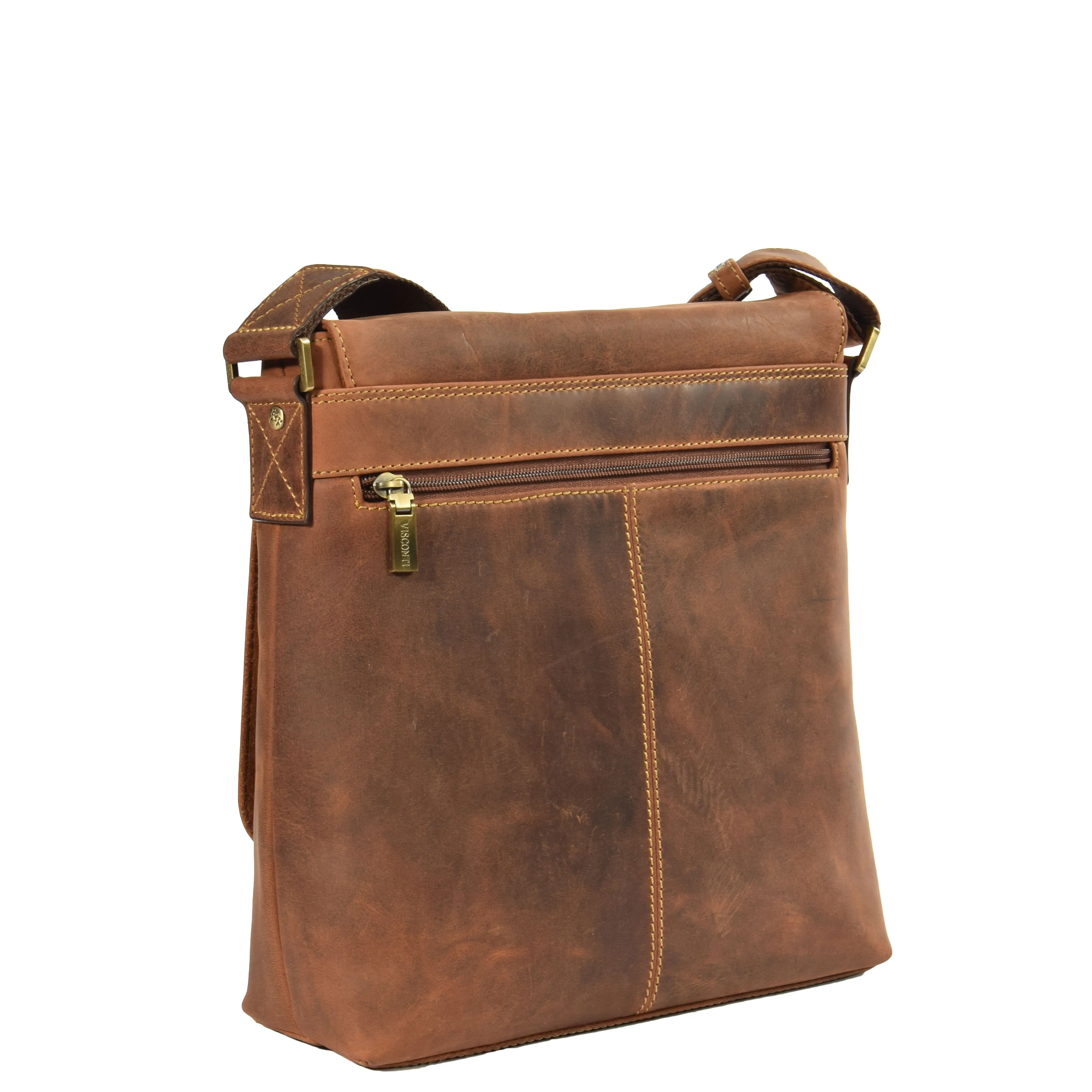 DR373 Men's Leather Organiser Cross Body Bag Tan
