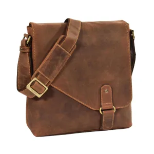 DR373 Men's Leather Organiser Cross Body Bag Tan