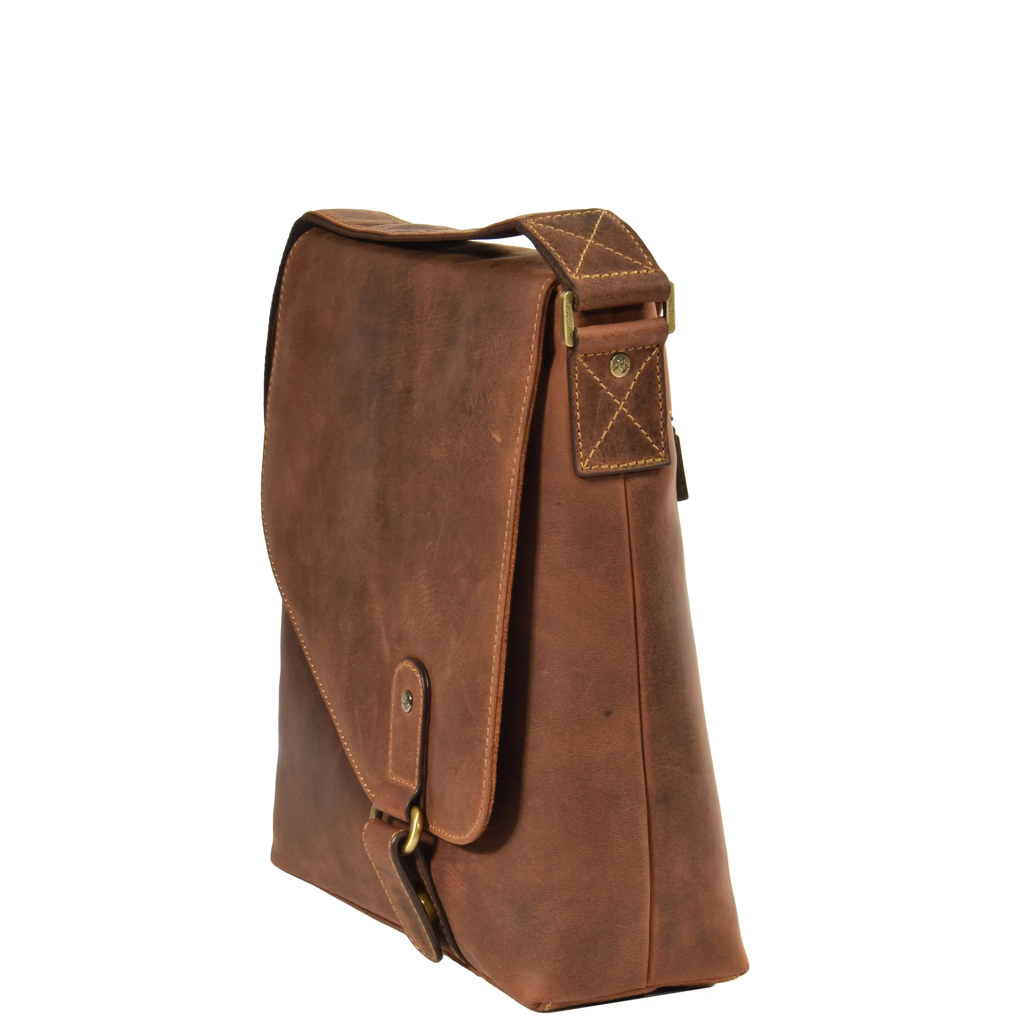DR373 Men's Leather Organiser Cross Body Bag Tan