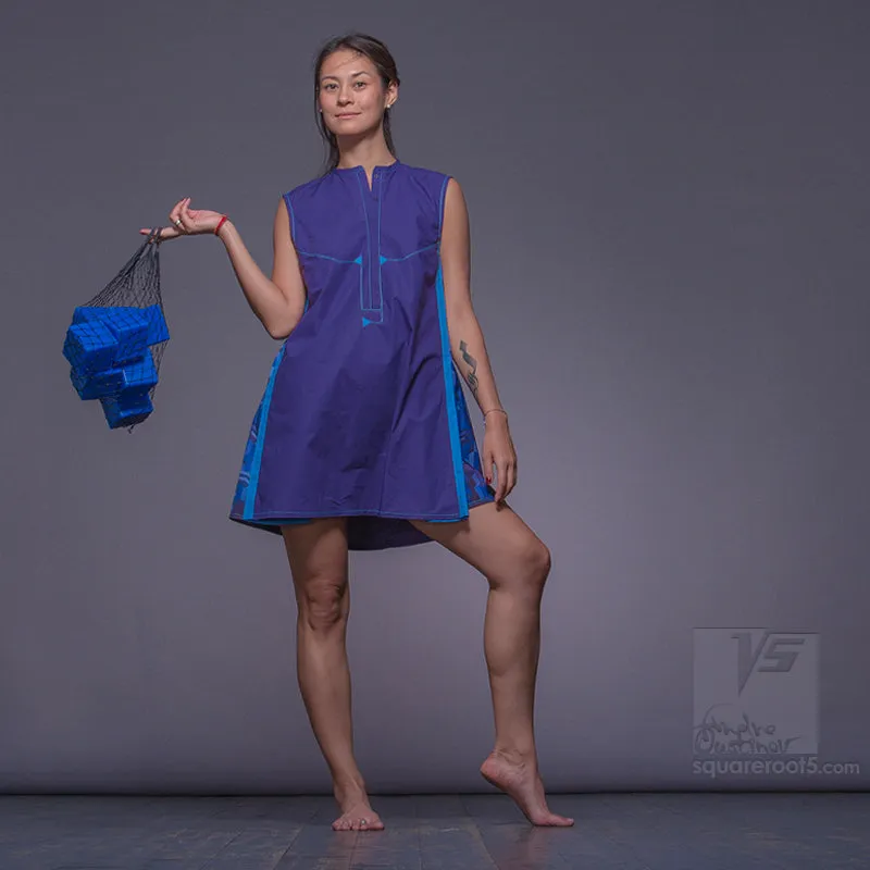 Dress "Cosmic Tetris" model "SVB" Short Violet-Blue