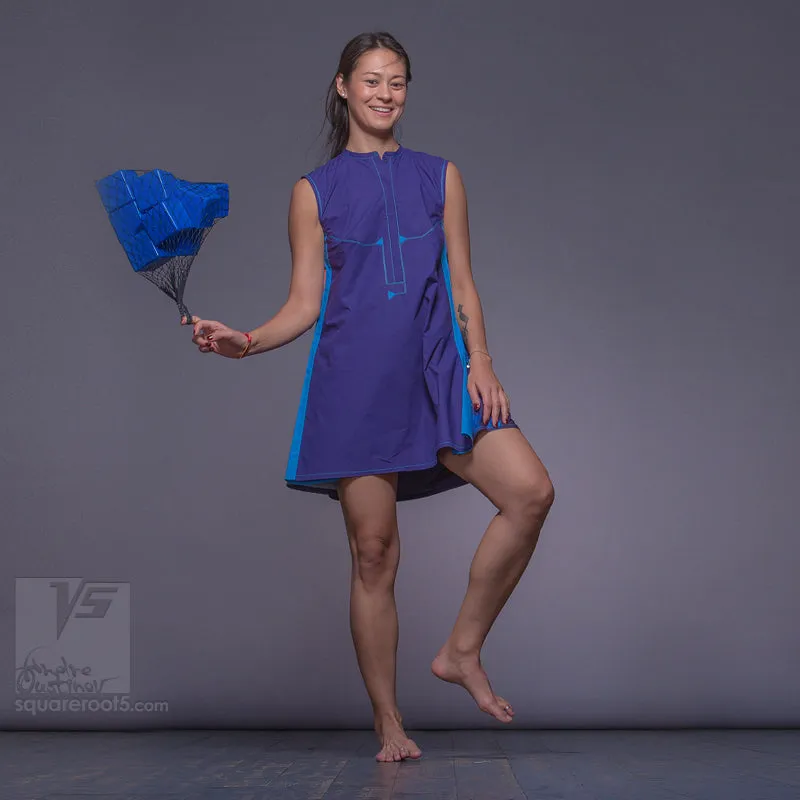 Dress "Cosmic Tetris" model "SVB" Short Violet-Blue