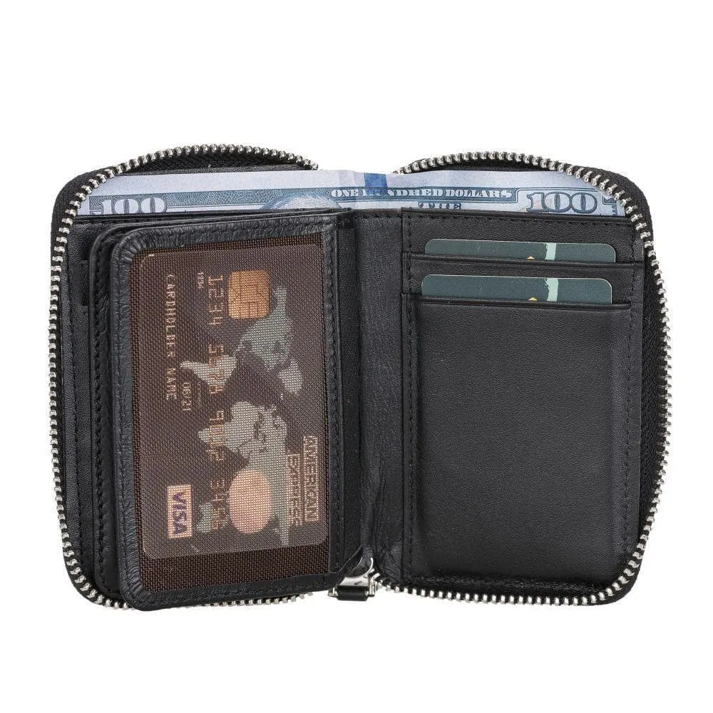 Elvis Zippered Genuine Leather Wallet / Card Holder
