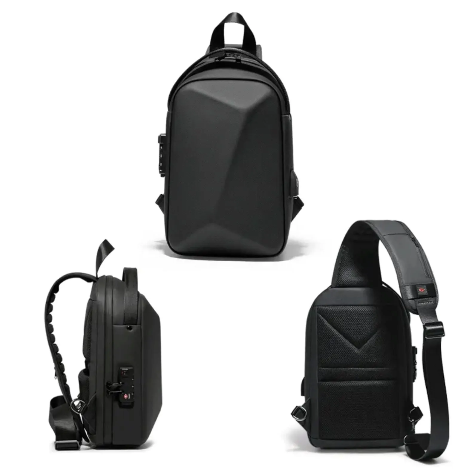 FENRUIEN Men Sling bag Crossbody Casual Waterproof Anti-Theft Chest Bag With USB Charging