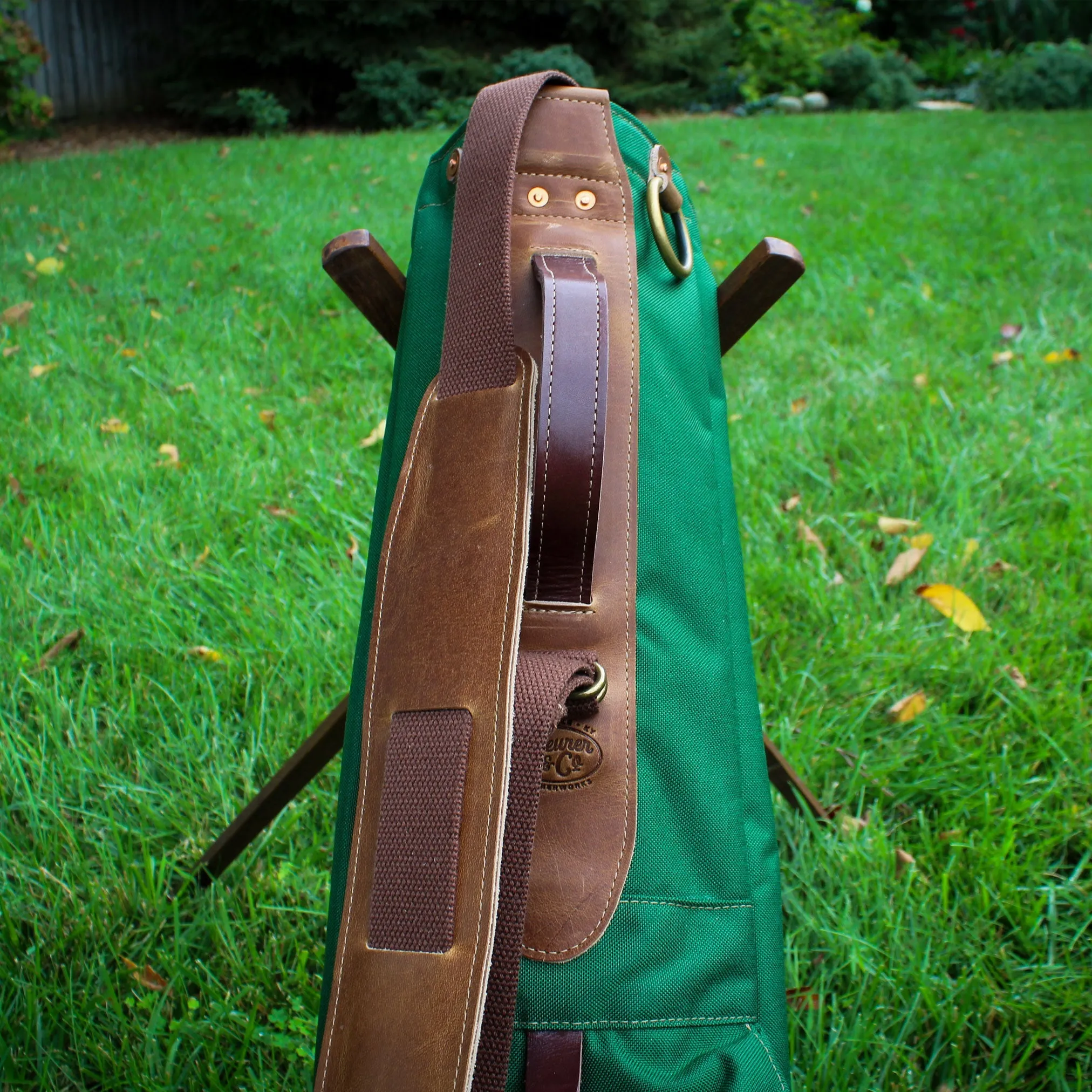 Forest Green Cordura/Brown/English Tan Leather Trim Sunday Golf Bag