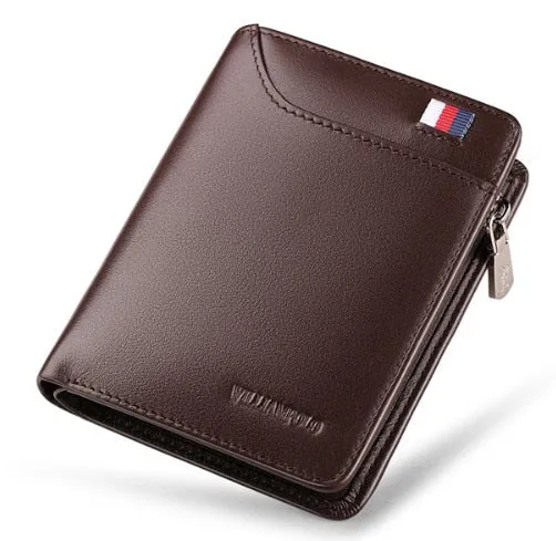 Genuine Leather Men Wallet with Card Holder Man Luxury Short Wallet Purse Zipper Wallets Casual Standard Wallets