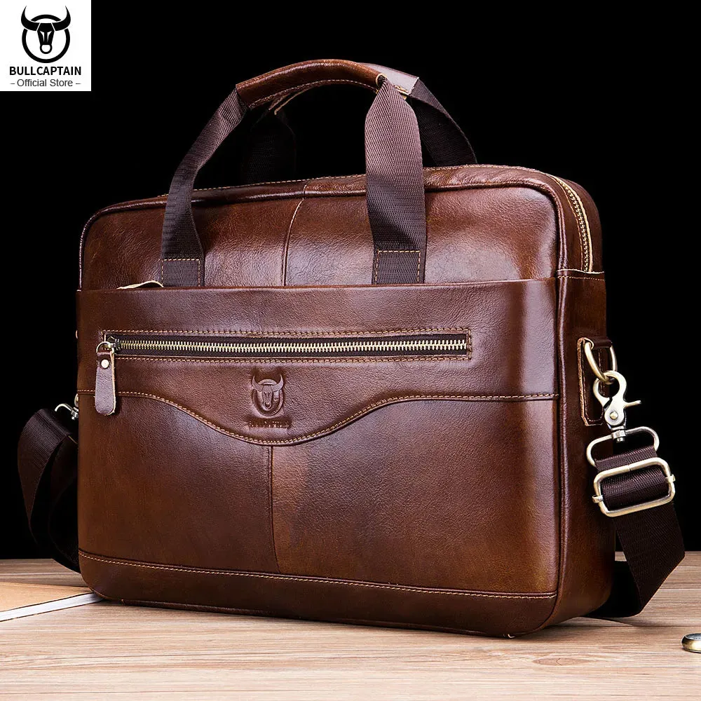 Genuine Leather Men's 14-Inch Laptop Bag
