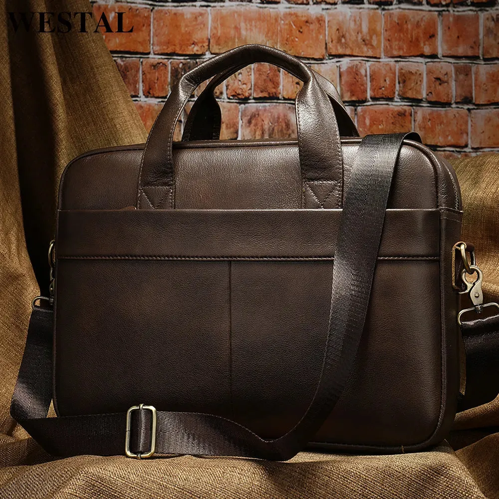 Genuine Leather Men's Briefcase for 14" Laptop
