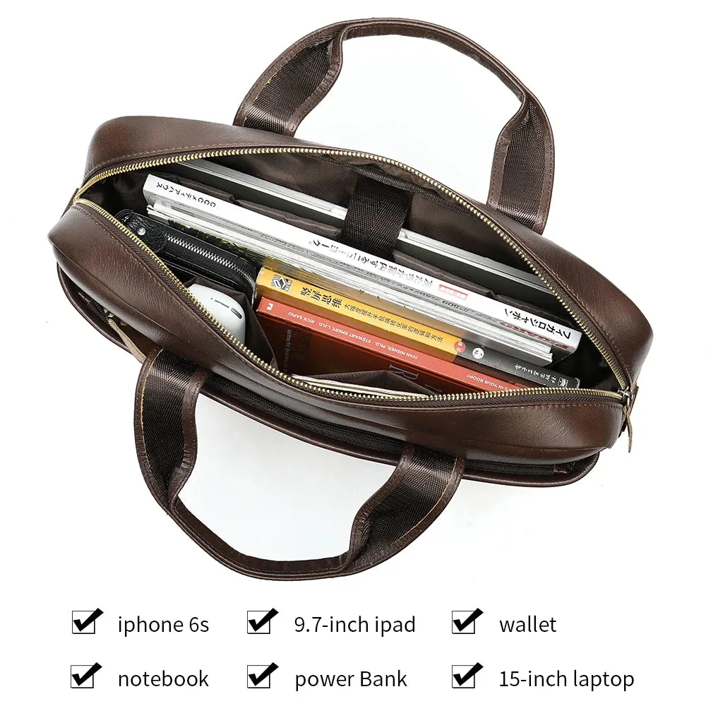 Genuine Leather Men's Briefcase for 14" Laptop