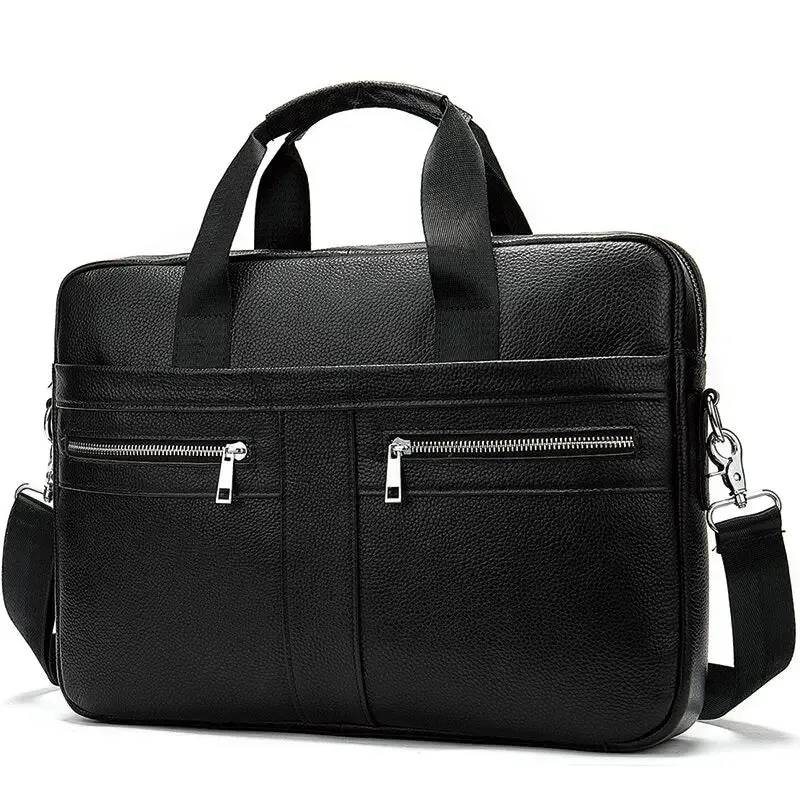 Genuine Leather Men's Briefcase for 14" Laptop