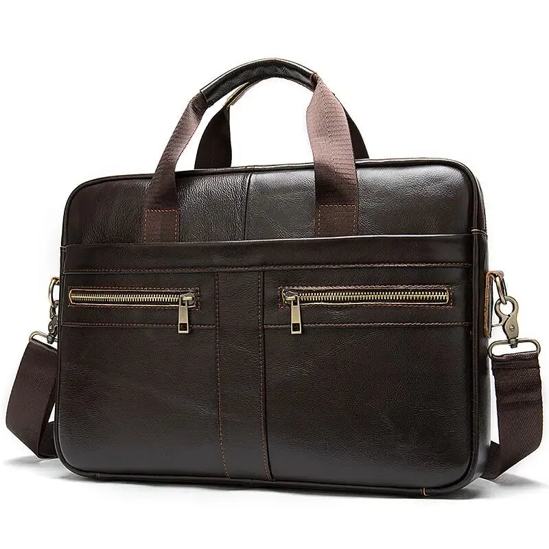 Genuine Leather Men's Briefcase for 14" Laptop