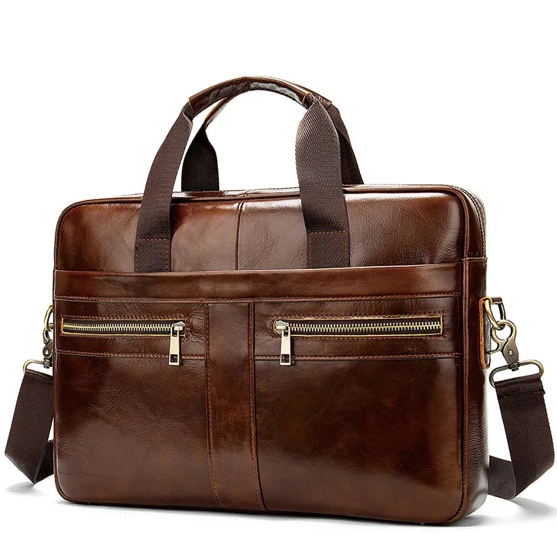 Genuine Leather Men's Briefcase for 14" Laptop