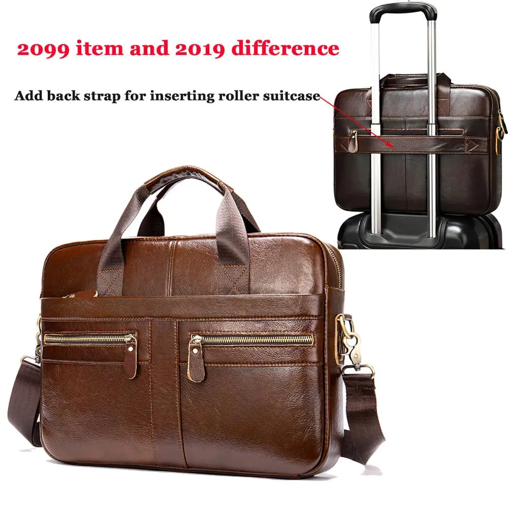 Genuine Leather Men's Briefcase for 14" Laptop
