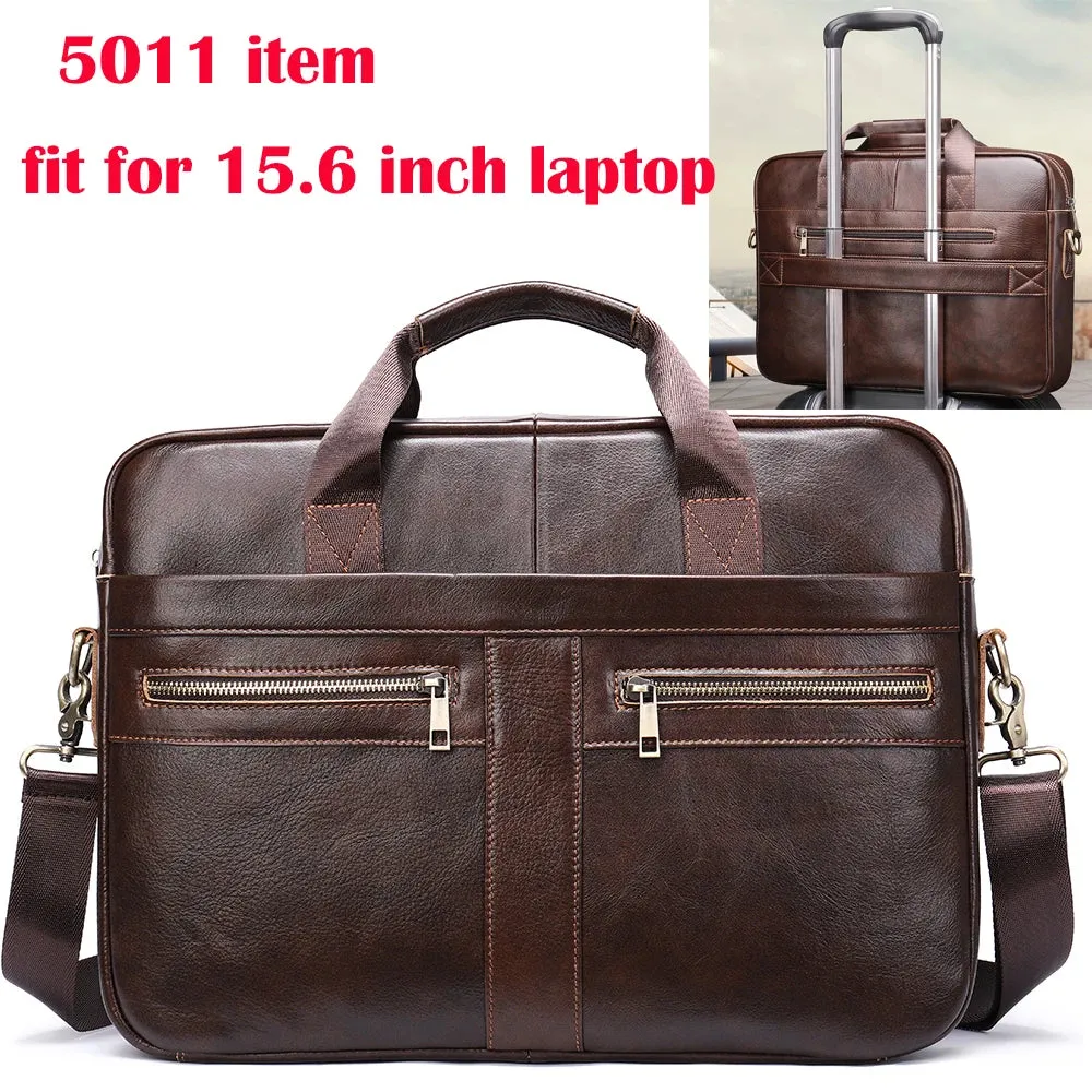 Genuine Leather Men's Briefcase for 14" Laptop