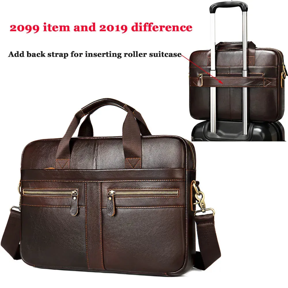 Genuine Leather Men's Briefcase for 14" Laptop