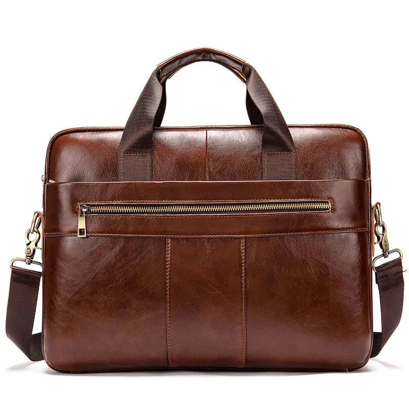 Genuine Leather Men's Briefcase for 14" Laptop