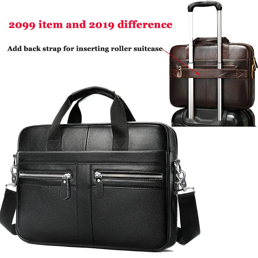 Genuine Leather Men's Briefcase for 14" Laptop