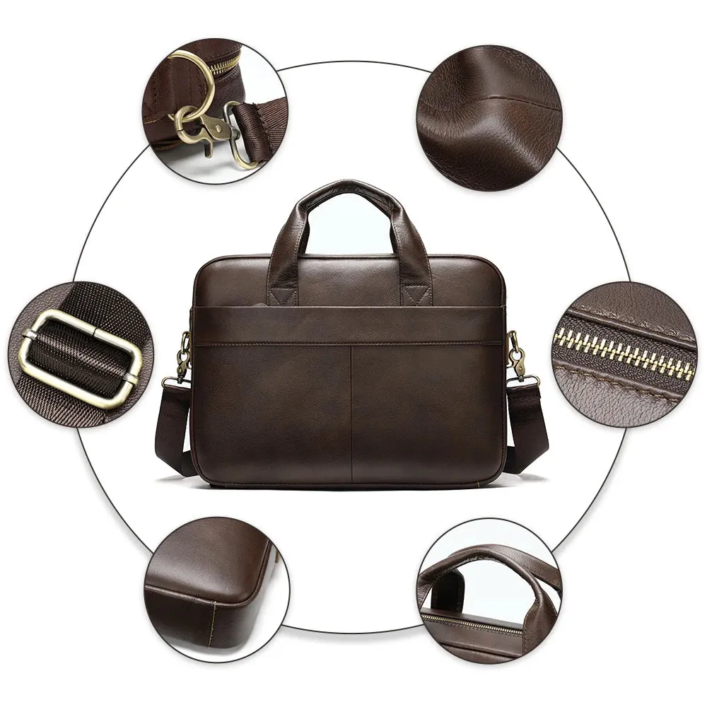 Genuine Leather Men's Briefcase for 14" Laptop