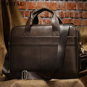 Genuine Leather Men's Briefcase for 14" Laptop