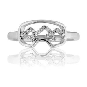 Gold Goggles Ring with Diamond Mountain Ridge