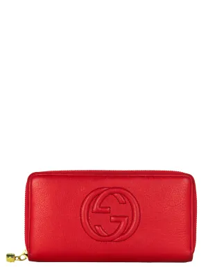 Gucci Red Leather Soho Zippy Wallet