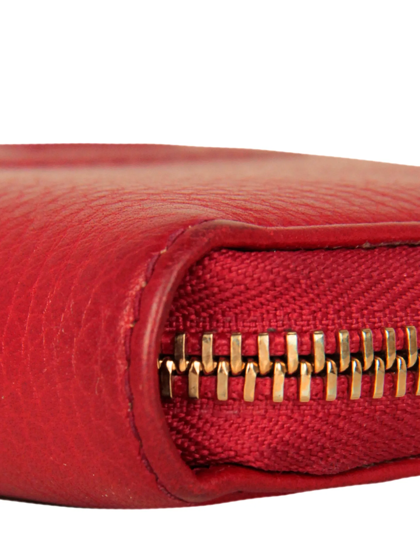 Gucci Red Leather Soho Zippy Wallet