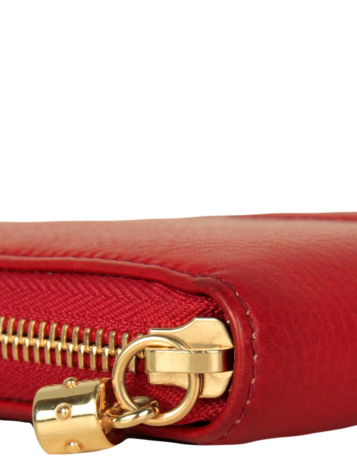 Gucci Red Leather Soho Zippy Wallet