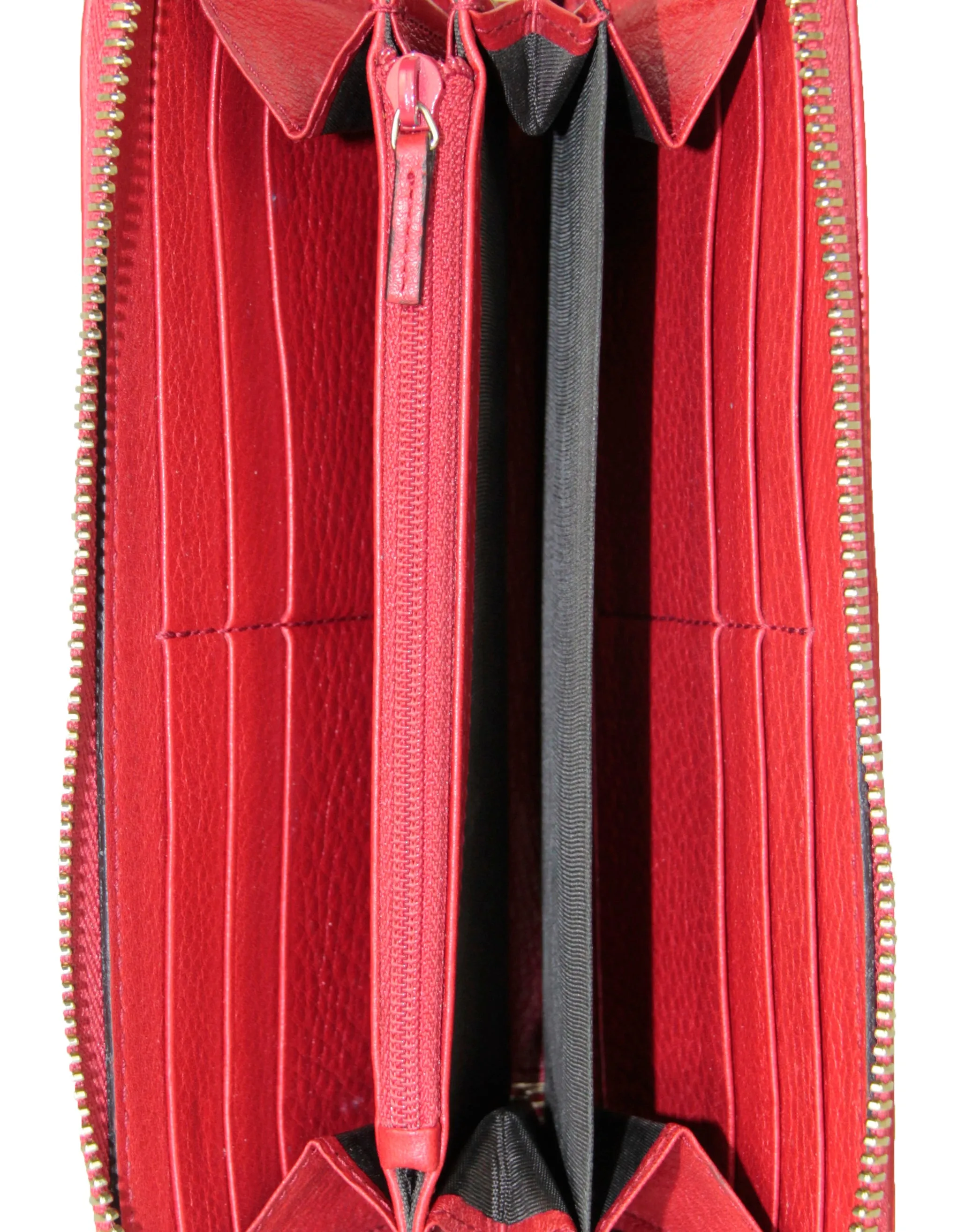 Gucci Red Leather Soho Zippy Wallet